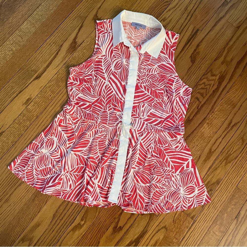 Sleeveless Blouse with peplum drawstring waist